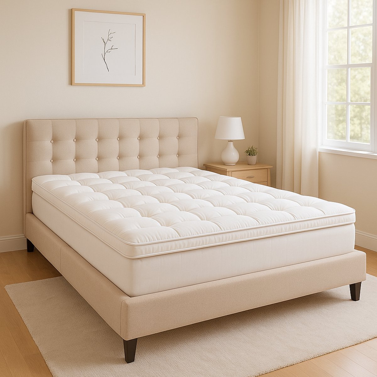 Fameilleur Luxe Topper 180x200 cm – Premium Hotelkwaliteit Oplegmatras – 100% Percale Katoen & Dikke Polyester Vulling – Extra Comfortabele Matrastopper met Elastische Hoeken- topmatras-Ademend, Anti-Allergisch & Wasbaar –Zachte Topper voor Boxspring