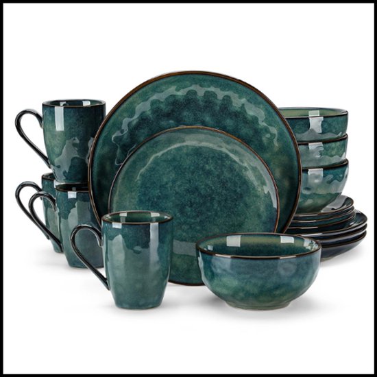 Set Van 12 Servies Set Porselein Handgemaakt Reactieve Glazuurafwerking Kerstmotief