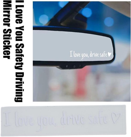 I Love You Drive Safe Sticker met hart, waterbestendig, voor autospiegel en achterruit, zelfklevende decoratie, inspirerend citaat, cadeau voor koppels, vrienden, chauffeurs I Love You Drive Safe Sticker met hart, waterbestendig, voor autospiegel en achterruit, zelfklevende decoratie, inspirerend citaat, cadeau voor koppels, vrienden, chauffeurs