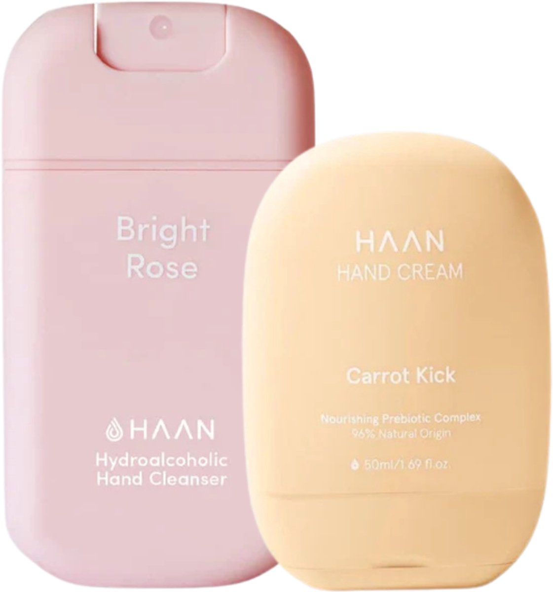 HAAN Handspray Bright Rose 30ml & Handcrème Carrot Kick 50ml - Set van 2 Stuks - Duo-pack - Navulbaar