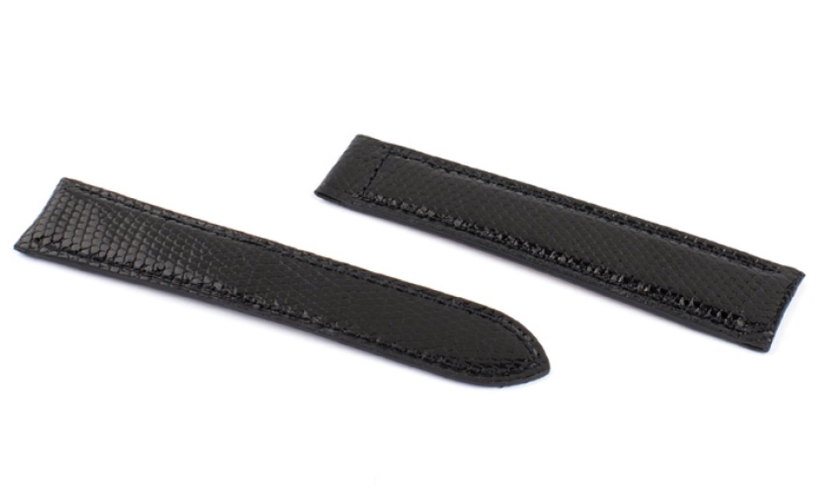 Horlogeband Monet Zwart - Leer - 20-18mm