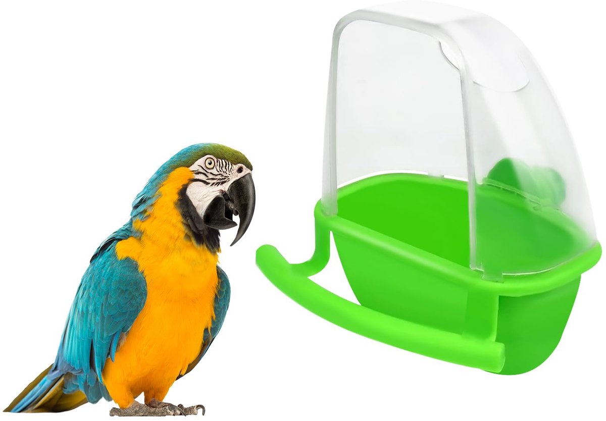 Birdcage Feeder Hanging Bird Feeders Bowl Birdcage Feeding Cups Parrot Food Container for Budgerigar Canary (Green)