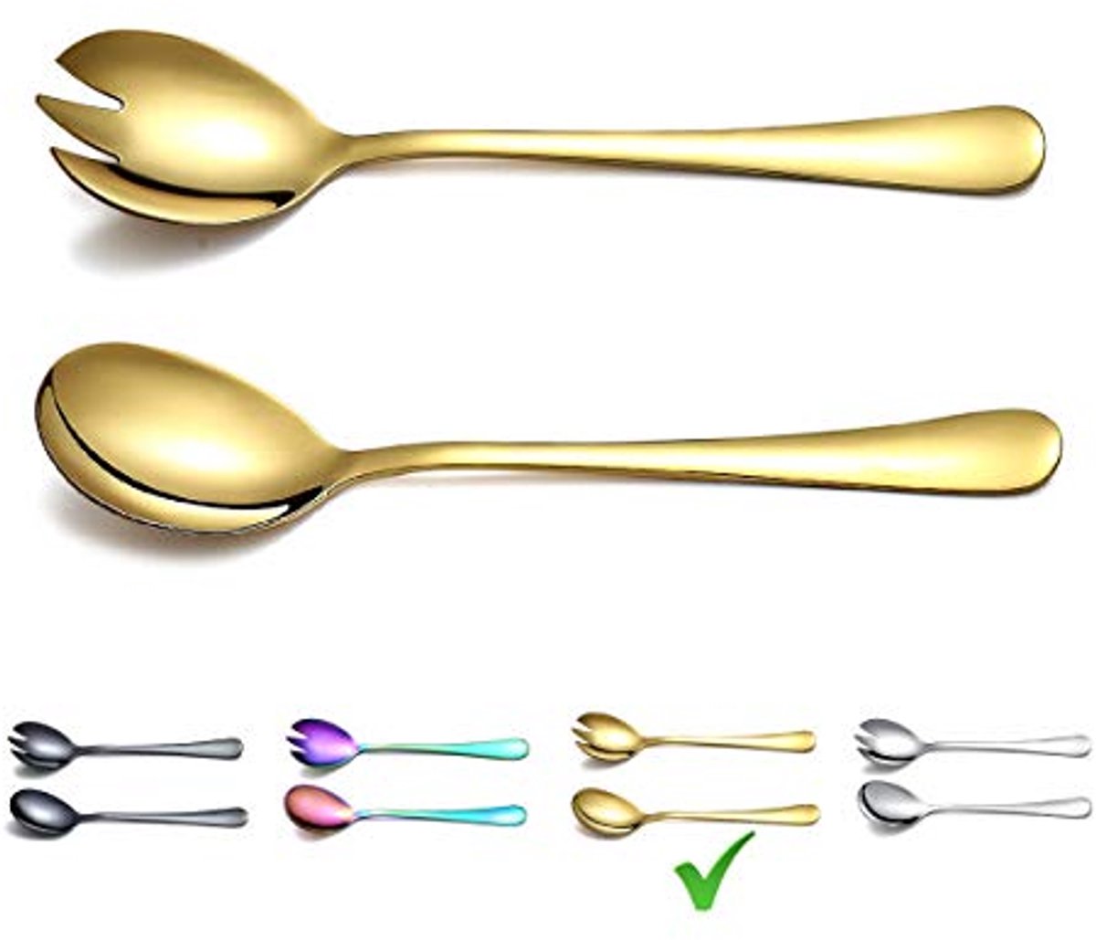 Gouden Salade Server Set van Roestvrij Staal met Titanium Vergulding