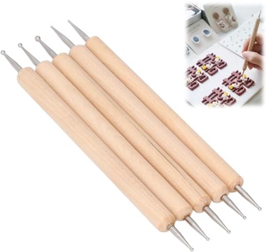 Embossing Stylus Set, 5-Piece Beech Wood Nick Pens + Stainless Steel Lightweight for Printing — afbeelding 4