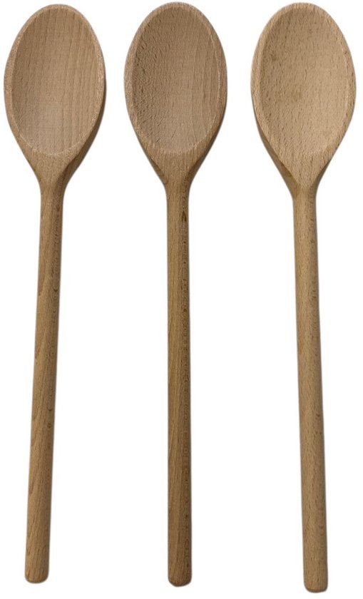 Houten lepel - pollepel - kooklepel - set van 3 stuks - 30 cm - beukenhout