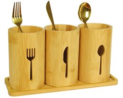 Bamboe Organizer Aanrecht, Bestek Caddy, Gebruiksvoorwerp Houder voor Feest en Keuken Tafel