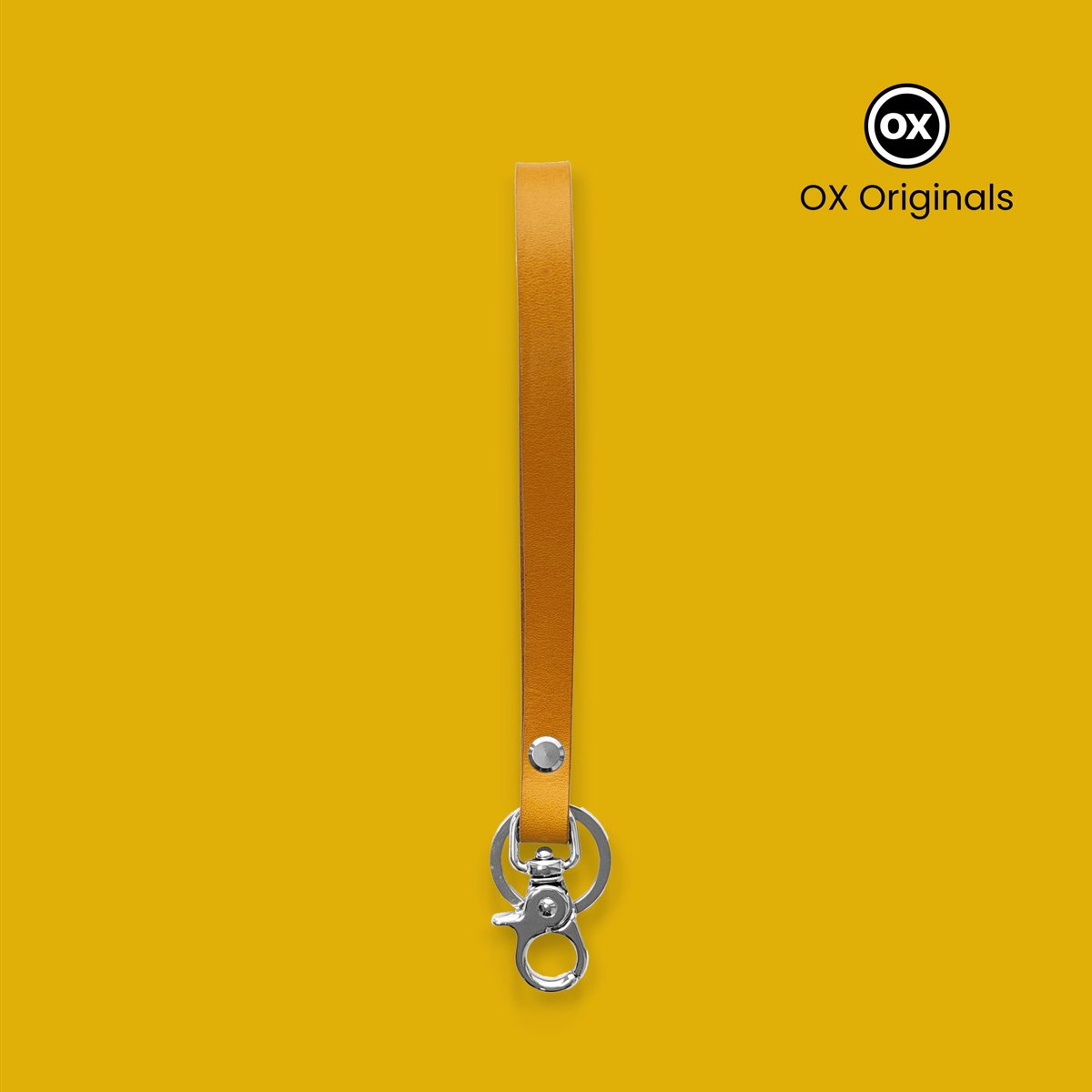 OX Originals - Luxe Leren Polsband - Wristlet - Sleutelhanger - Geel - Chroom