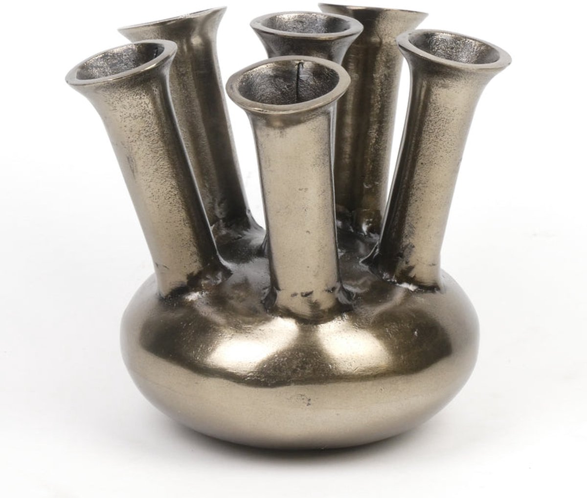 Trompetvaas aluminium Antiek Nikkel 22x22x20cm