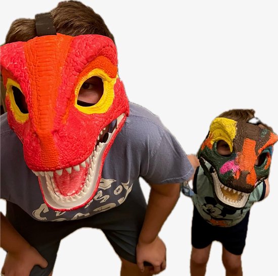Dino Maskers - Set Van 3 Stuks - Mix Van Kleuren - Van Hoogwaardig En Comfortabel Vilt