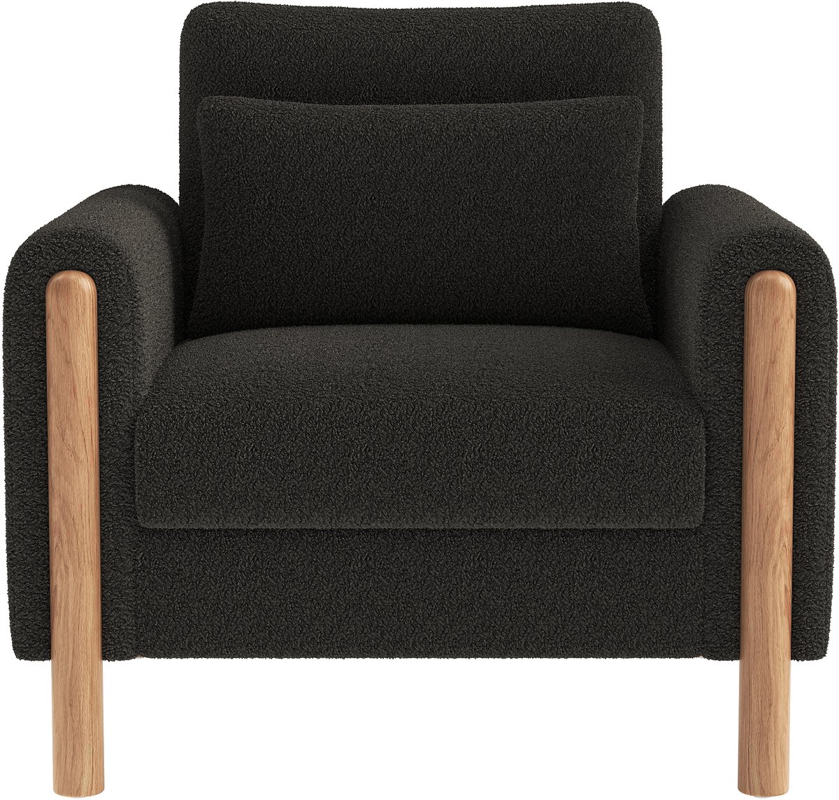 Moderne fauteuil met dikke kussens, comfortabele eenpersoons stoel met zachte bekleding, relaxstoel voor woonkamer, kantoor of slaapkamer, comfortabele leunstoel, donkergrijs