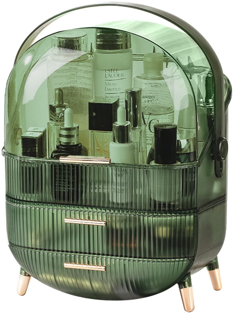 Ibenzoa® Ruime en stijlvolle retro make-up organizer met transparante afdekking