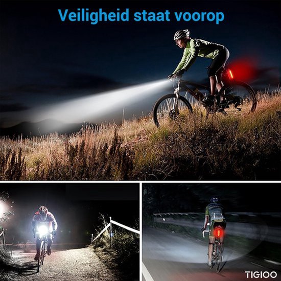 oplaadbare fietslampenset - 130 lumen - voorlamp - achterlamp - fietsverlichting - 14 uur accuduur - Fietsverlichting Set LED - Fietslampjes Voorlicht & Achterlicht - MTB & Racefiets Verlichting - Waterdicht Fietslicht — afbeelding 3