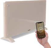 VONROC Luxe elektrische kachel - Convectorkachel met glazen paneel – 1250W/2500W- Verwarmt ruimtes tot 30m2 - Bediening zowel met app (via Wifi) als handmatig – Instelbare thermostaat en timer - Beige