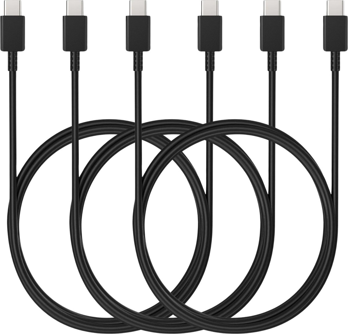 3x USB C naar USB C Kabel Zwart - 2 meter - Oplaadkabel voor Samsung Galaxy M56 5G / M55 5G / M33 5G / M23 5G / M15 5G / M14 5G / F56 5G / F55 5G / F23 / F16 5G / F15 5G / C55 5G