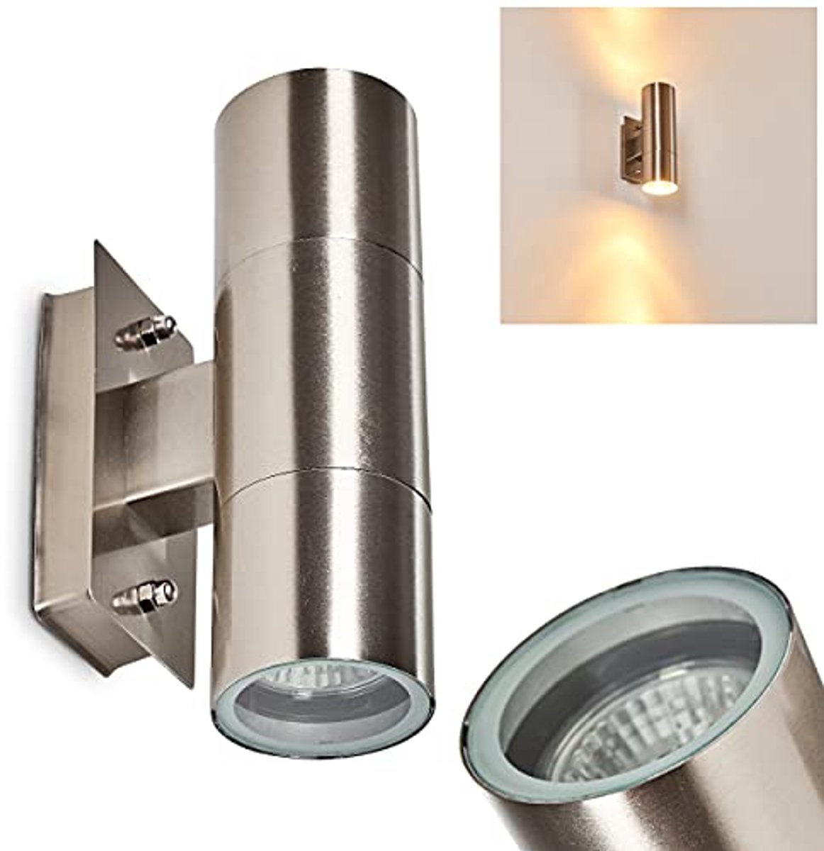 Moderne buitenwandlamp van roestvrij staal met GU10-fittingen - IP44 wandlamp met op en ne