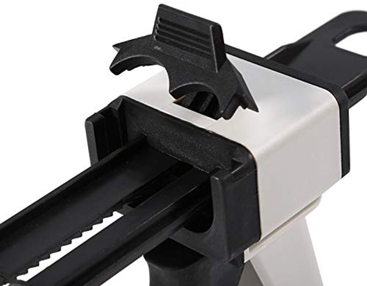 Dispenserpistool, tandheelkundige doseerpistool, mengkraan voor cartridges. Dispenserpistool voor 50 ml 1:1/1:2 AB kunststof tubes met zelfklevende print.