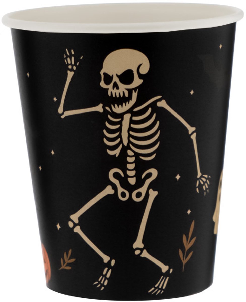 Kartonnen Koffiebeker Halloween Skelet 200cc/8oz - 1.000 st/ds.