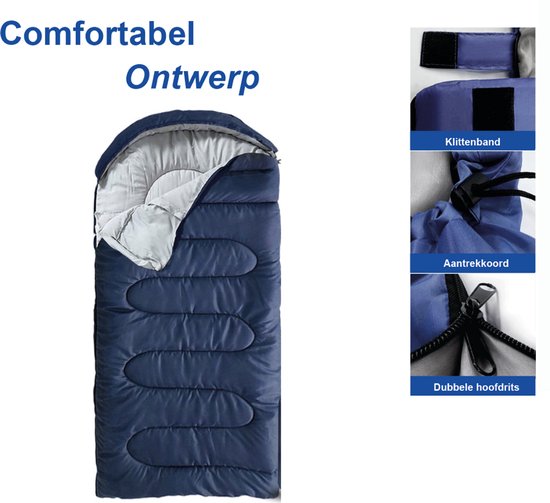 Mummy Slaapzak - 3 Seizoenen - Slaapzakken Volwassenen - Slaapzak - Slaapzakken - Kamperen - Donkerblauw - inclusief draagtas van Ecelesio — afbeelding 2