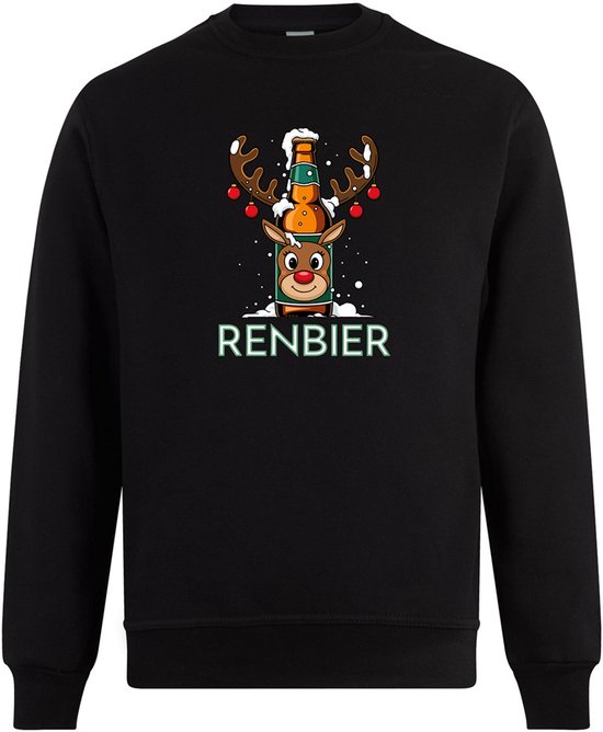 Pull de Noël Renbier - Unisexe - Noël - Vacances - Pull drôle - Père Noël - Noël moche - Pull de Noël moche - Cadeau de Noël - Taille L