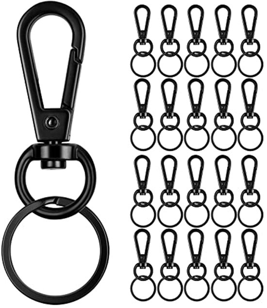 Nogeqi 20 stuks polsbandjes hardware sleutelhangers clips, 26 mm metalen sleutelhanger onbewerkte strips sleutelring voor het maken van sleutelbanden doe-het-zelf
