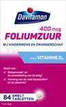 Davitamon Foliumzuur met 400 mcg extra vitamine D3 voor kinderwens en zwangerschap, 84 smelttabletten.