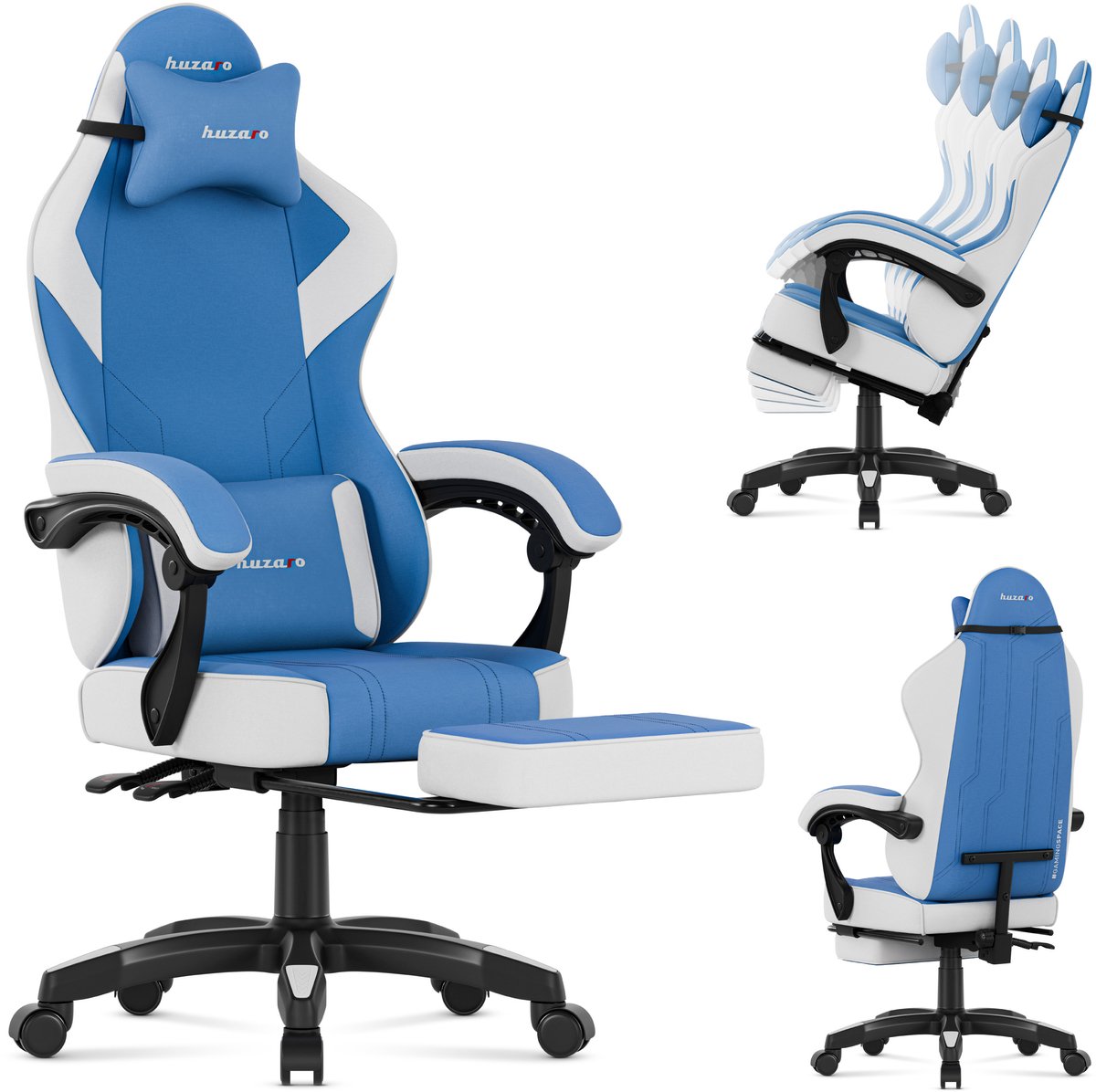 Huzaro Force 3.7 Ergonomische Gamestoel met Voetsteun - Comfortabele Bureaustoel - Blue
