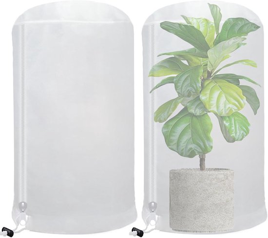 Lot de 2 housses de protection rondes avec couvercle 80x120 cm - Housses d'hivernage pour plantes - Résistantes au gel - Protection extérieure pour plantes - Housse de protection Plantes