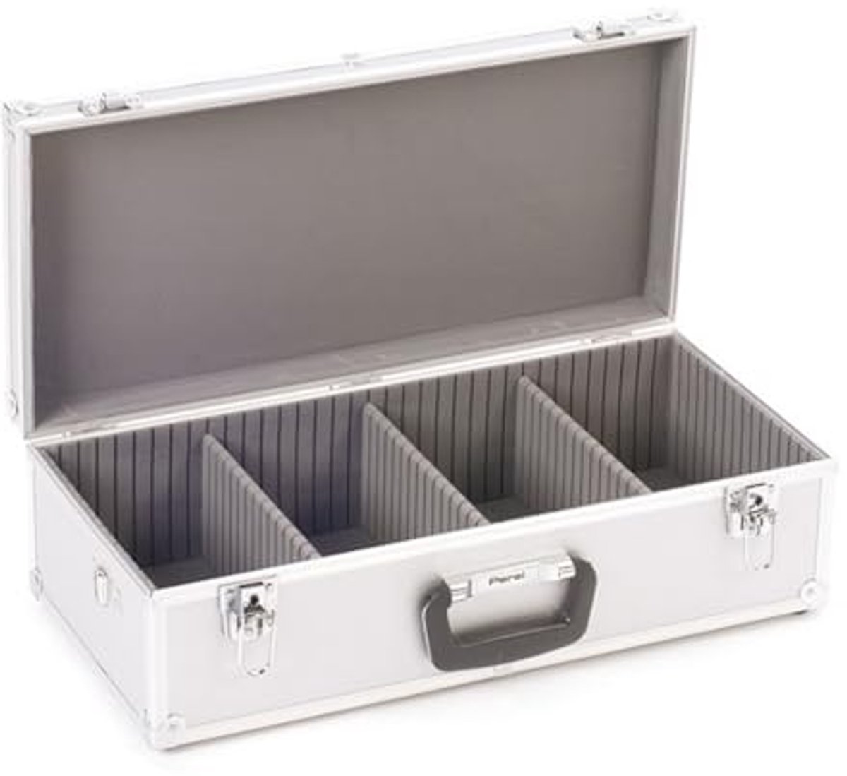 CD-koffer voor 80 CD's met sleutelslot en schouderriem - aluminium