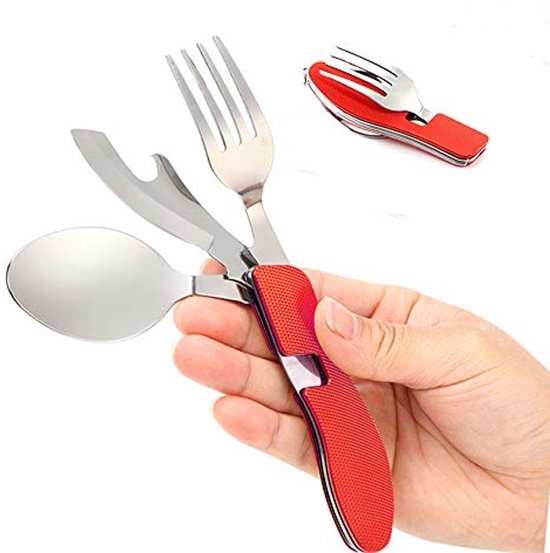 JHubers Goods - - Camping Bestekset 4-in-1 - Opvouwbaar JHubers Goods - - Camping Bestekset 4-in-1 - Opvouwbaar