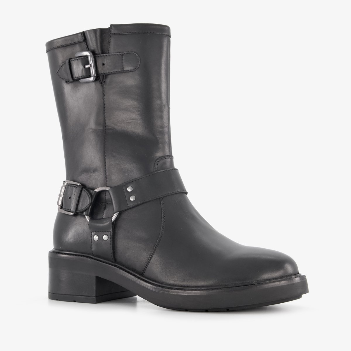Harper leren dames biker boots zwart - Maat 41