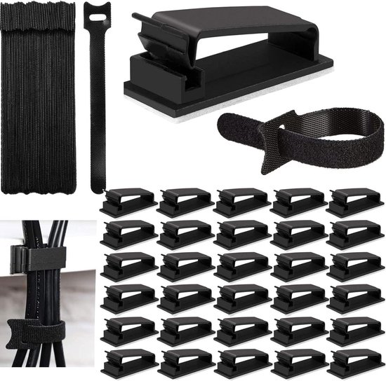 Kabelhouder, zelfklevend 3M-lijm, 50 stuks, binnen en buiten, kabelclips, klemmen en organizer voor meubels, kabelbevestiging, lichtketting (transparant