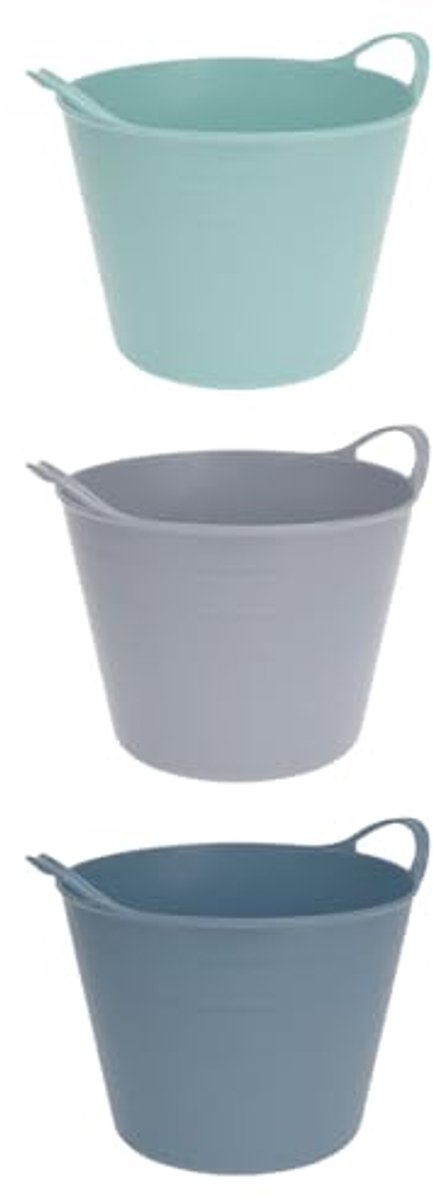 Set van 3 Flexibele Kunststof Opbergmanden 7 Liter met Handgrepen