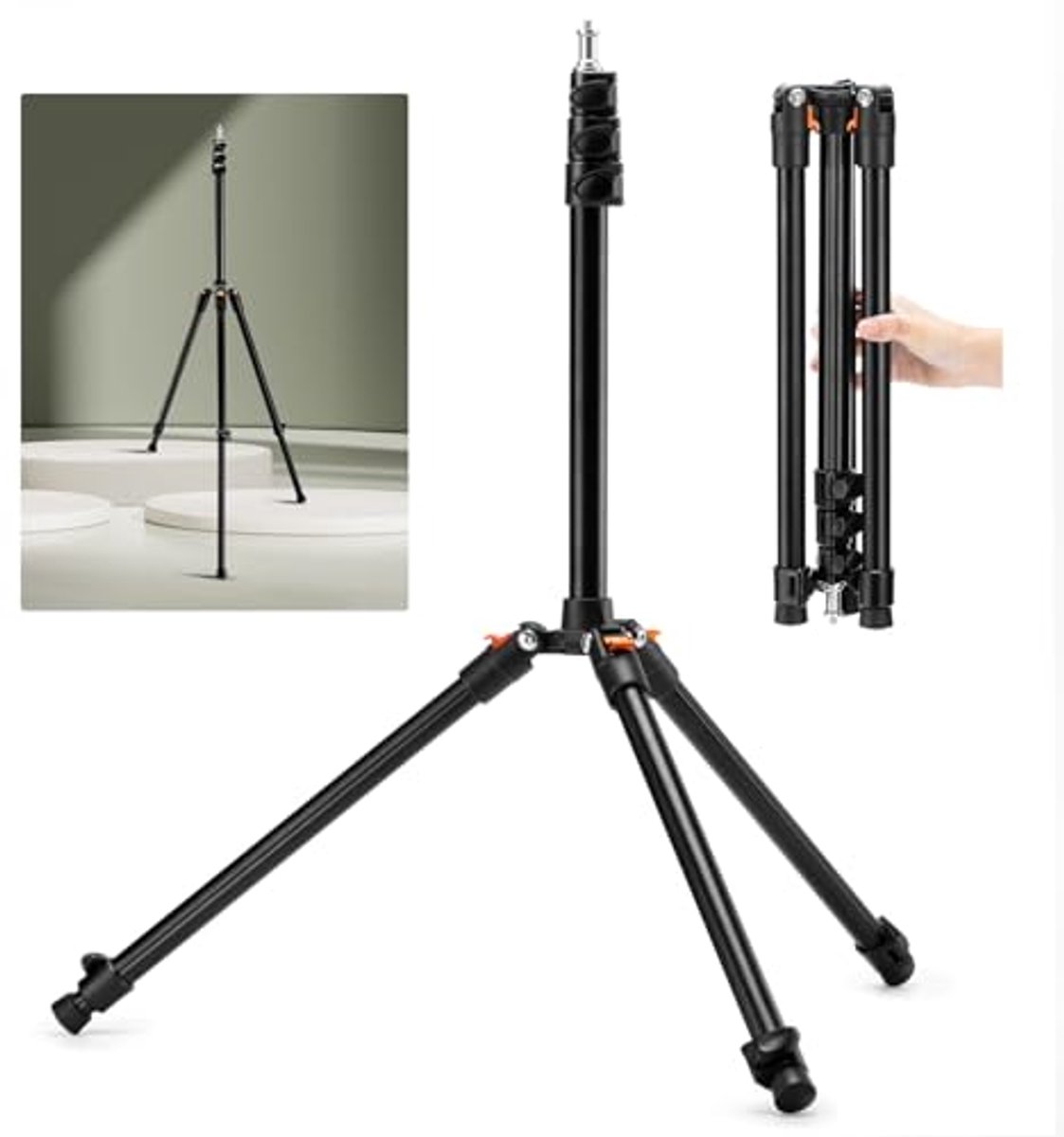 200cm Fotografie Statief - Verstelbaar Aluminium Statief voor Mobiele Telefoon en Camera - Inclusief Draagtas
