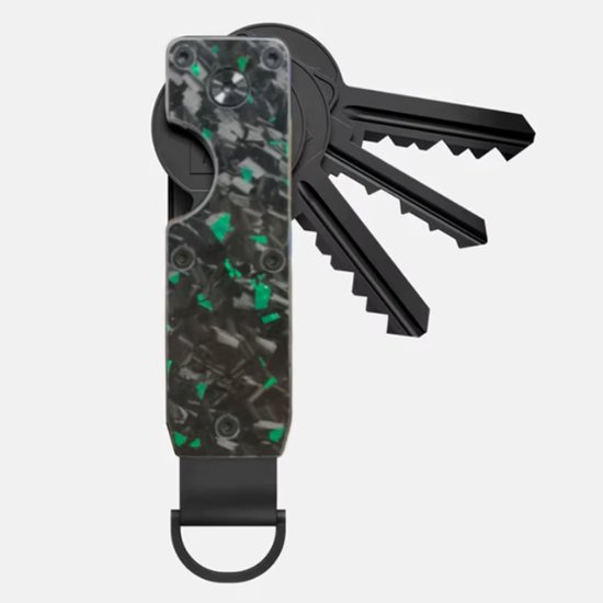 Porte-clés compact avec tournevis - Zwart/Vert (carbone) - Porte-clés avec Ring en D