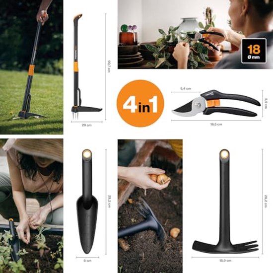 Tuinscheerset 4-delig met onkruidplug, combi-hark, bloemenlepel en snoeischaar van Merkloos	 — afbeelding 3