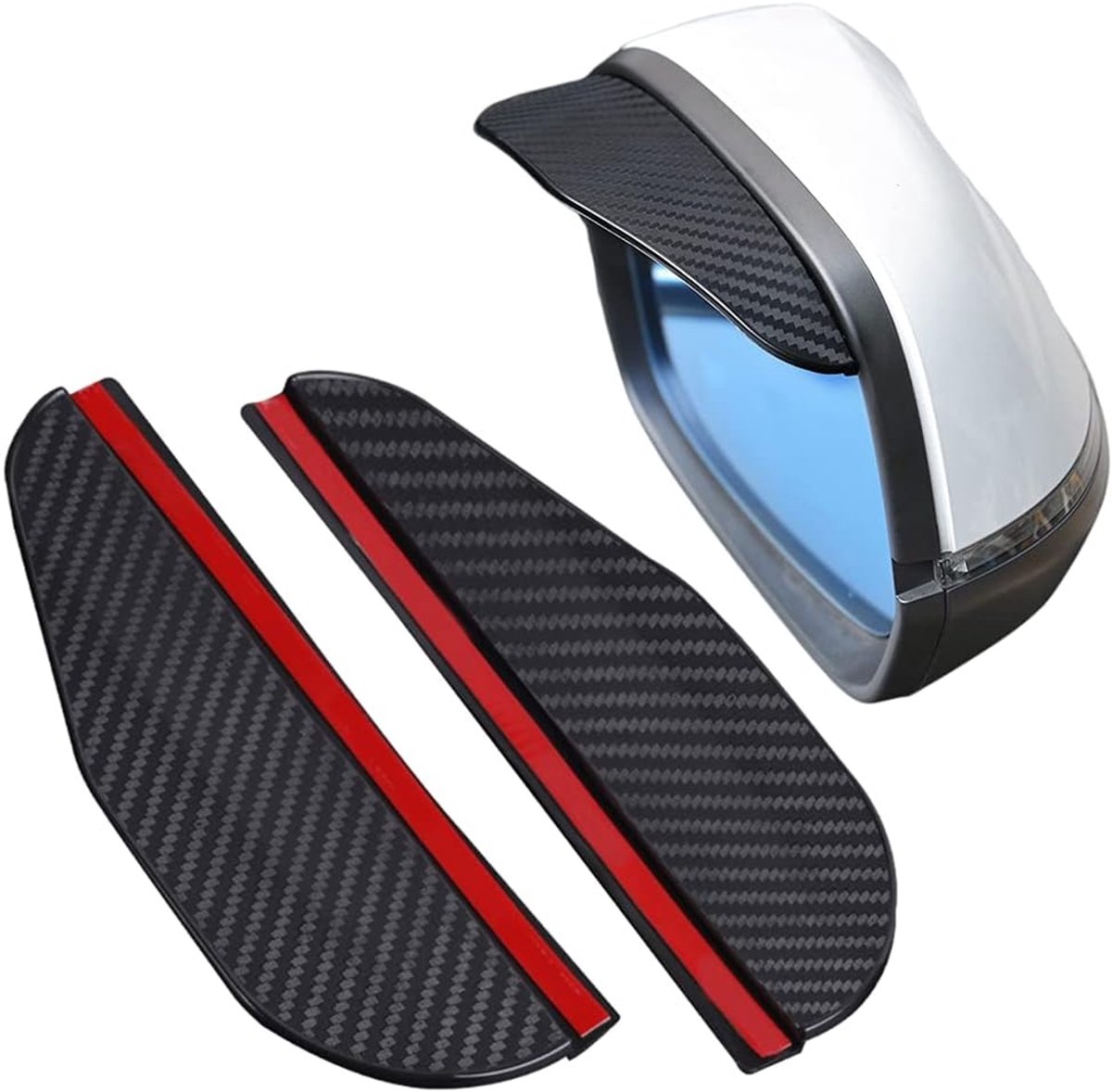 Image of 1 paar auto zijspiegel regenhoes rookkap universele koolstofvezel achteruitkijkspiegel zijspiegel voor SUV vrachtwagen accessoires