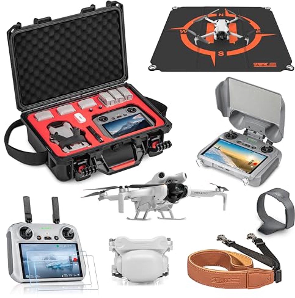 Mini 4 Pro Drone Accessoireset - Harde Koffer met Landingsplaats en Displaybescherming