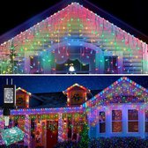 CORST Zonne-netverlichting buiten, 3,6 x 1,5 m tuinlichtsnoer buiten gaaslicht, op zonne-energie aangedreven struiken, boomlicht, waterdicht met 8 modi, timer voor tuinhuisdecoratie (warm wit