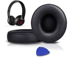 Vervangende oorkussens Geschikt voor Beats Solo 2 en Solo 3 draadloze on-ear hoofdtelefoons, Solo2 Solo3 oorkussens in zacht proteïneleer met extra dikte - Zwart