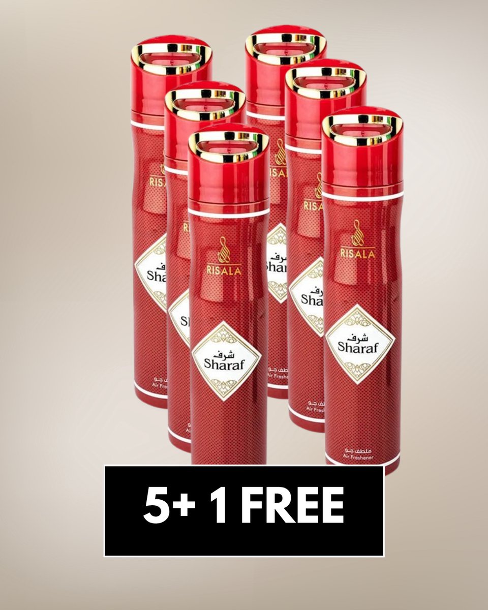 Air Freshener Sharaf by Risala – 300ml x6 – Long Lasting Arabic Oriental Room Spray from Dubai – Mandarin, White Blossom, Musk & Amber Fragrance