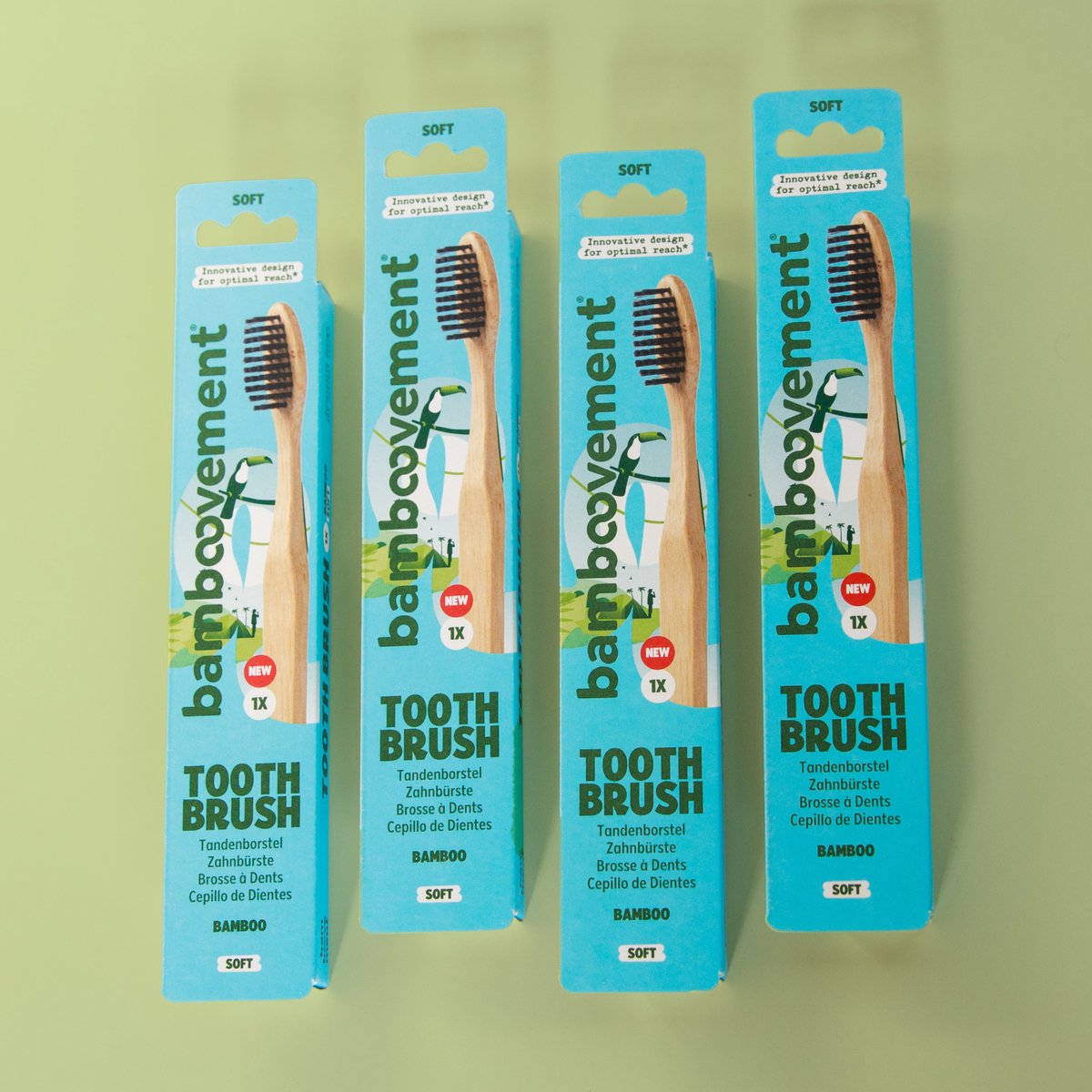 Bamboovement Bamboe Tandenborstel Set - Zachte Haren (Soft) - FSC Gecertificeerd - 4 Stuks