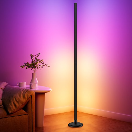 Rayofi LED Staande Lamp- 147 cm - LED vloerlamp dimbaar RGBIC - Instelbare warmwitte/koelwitte kleurtemperatuur - Synchroniseert met muziek - Creëer de perfecte sfeer voor slaapkamers, woonkamers en speelkamers