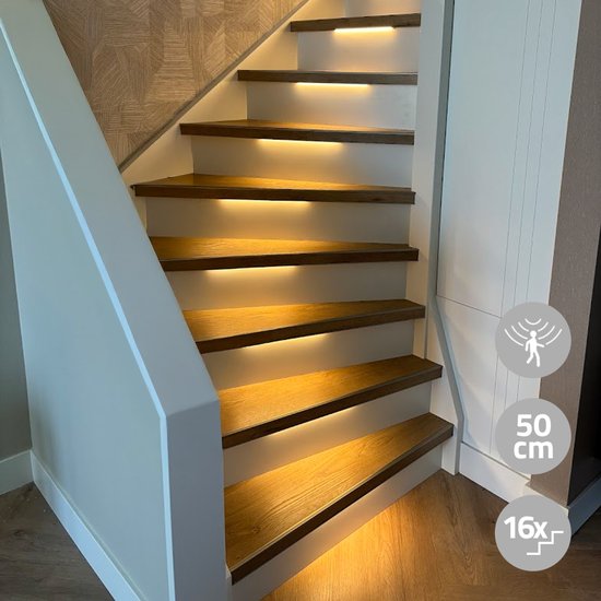 LED trapverlichting met bewegingssensor – 16 treden – warm wit