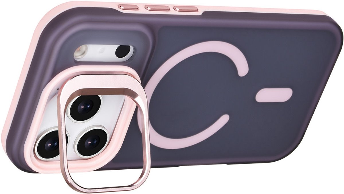 TUNIQ Back cover voor iPhone 17 Pro - MagSafe - Met Camera Stand - Roze
