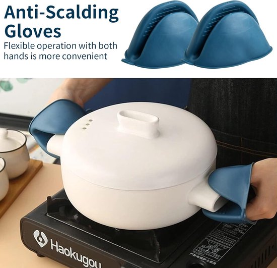 Pince 2 En 1 Anti-brûlure En Silicone - Pour Airfryer, Four, Micro-ondes - Porte-casserole Sécurisé - Verrouillage Pliable - 5