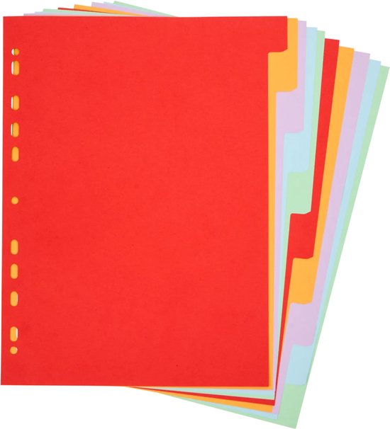 Office Essentials A4 tabbladen - 10 stuks - beschrijfbaar - gekleurd