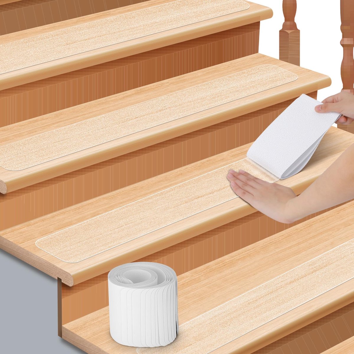 Azomor® Transparante antislip trapmatten set voor houten trappen binnenshuis