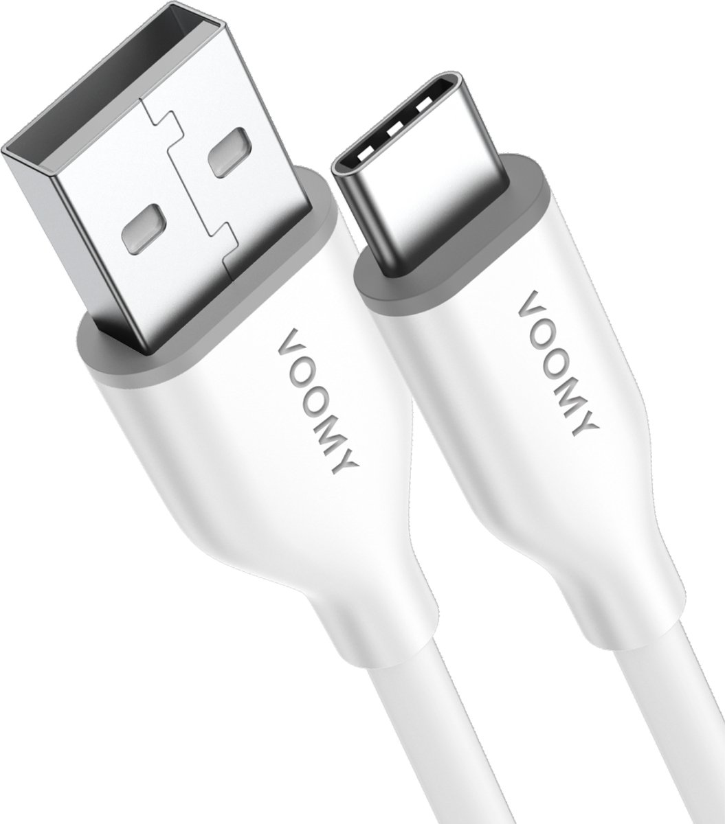 Voomy USB C Kabel - 1 Meter - USB-A naar USB-C Oplaadkabel - Universele Snellaadkabel - Geschikt voor Telefoon en Tablet - Wit