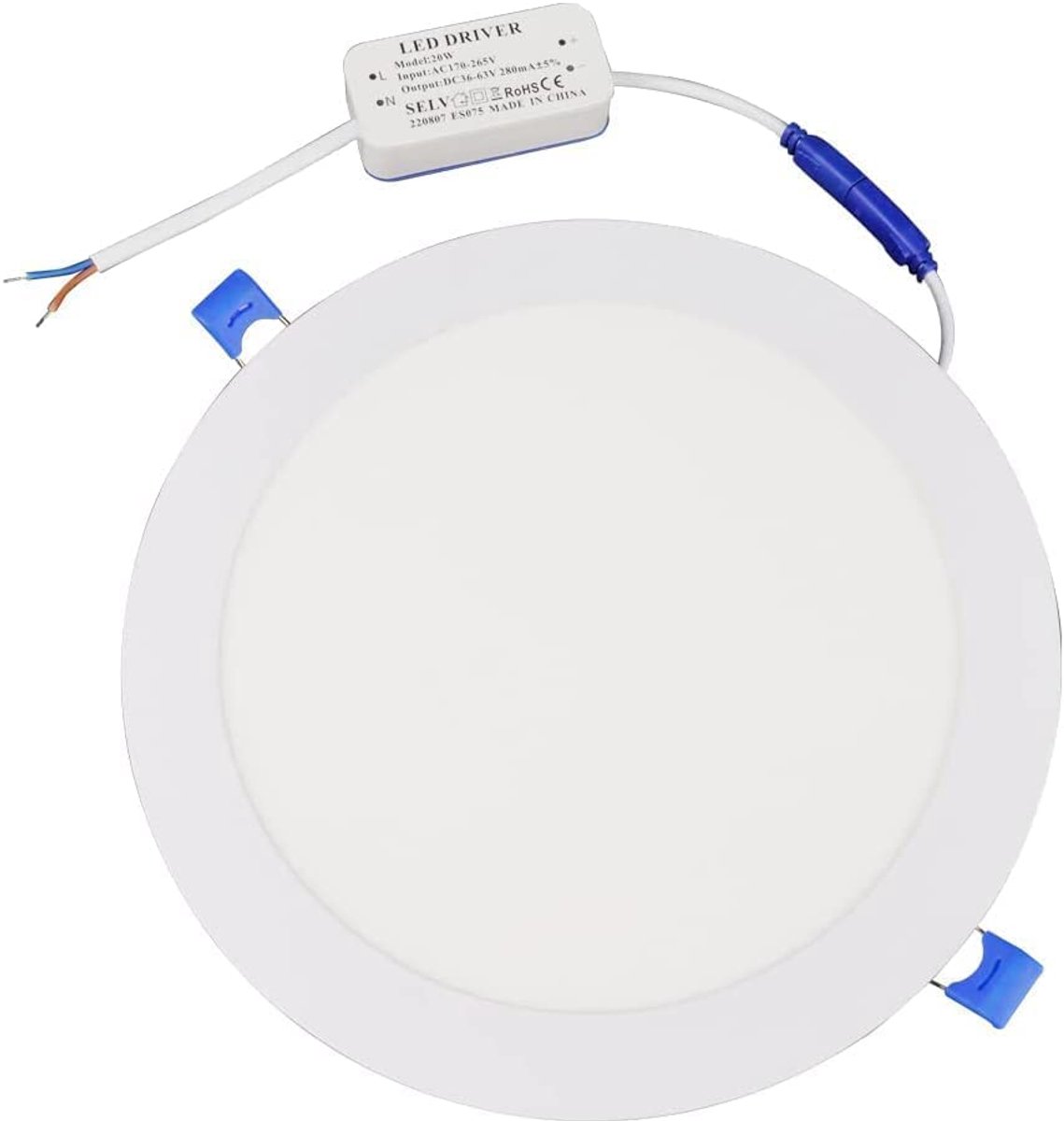 Downlight LED 20W 2000 Lumen - Extra Slank Cirkelpaneel Koud Licht (6000K)