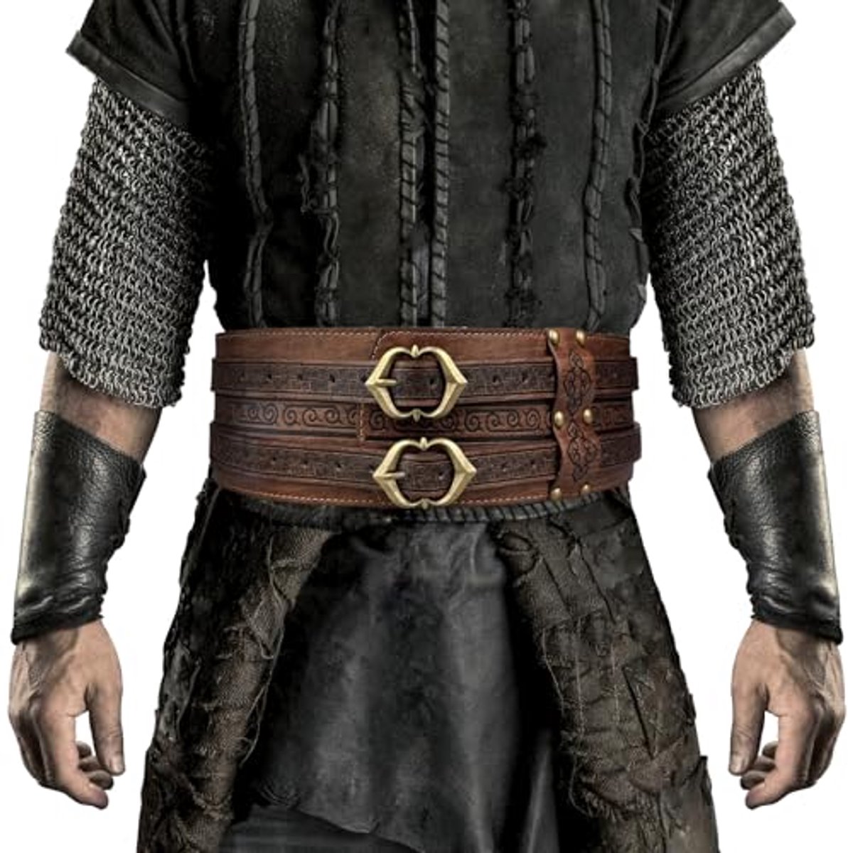 Brede middeleeuwse riem van kunstleer voor LARP en cosplay